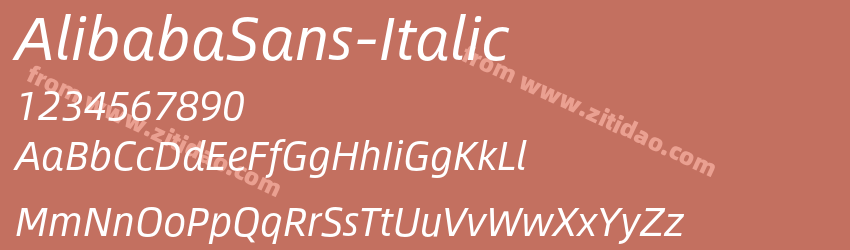 AlibabaSans-Italic字体预览