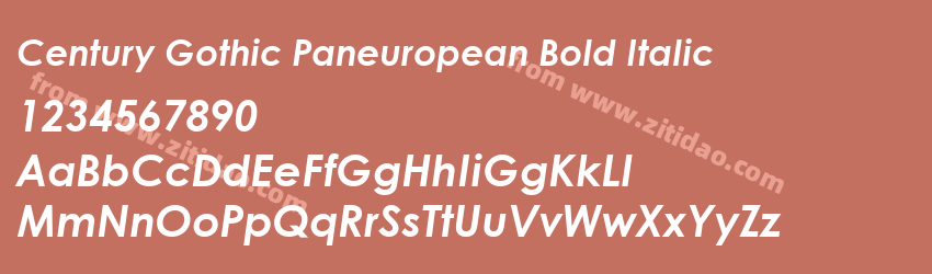 Century Gothic Paneuropean Bold Italic字体预览