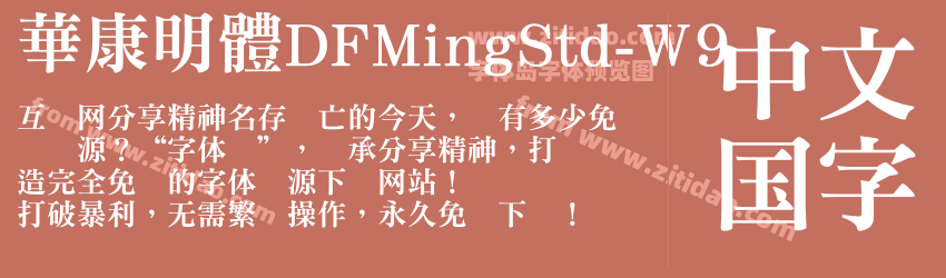 華康明體DFMingStd-W9字体预览