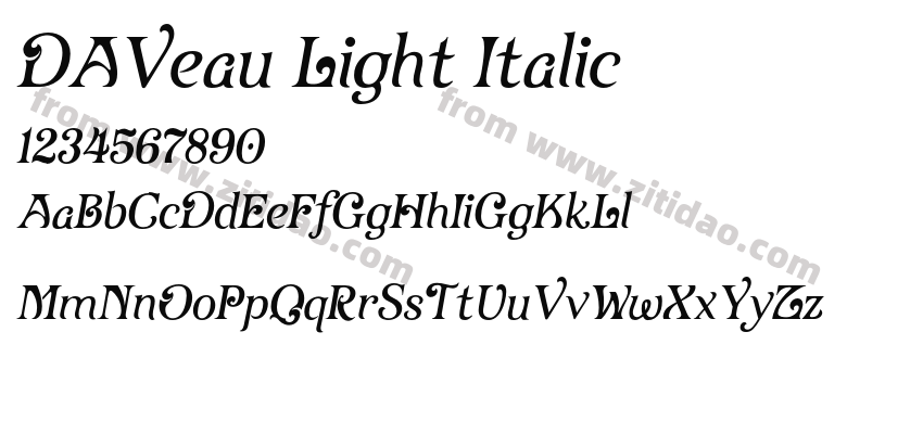 DAVeau Light Italic字体预览
