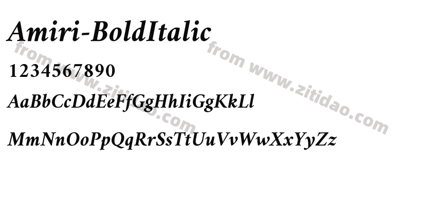 Amiri-BoldItalic字体预览